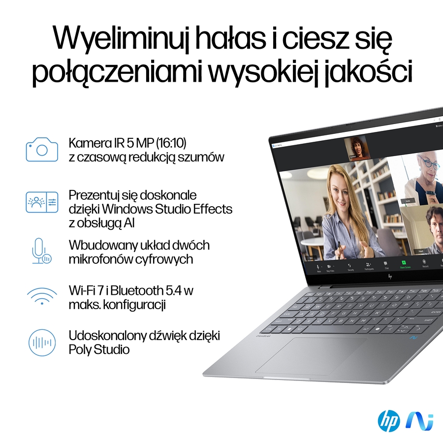 Dotykowy HP OmniBook X 14 2.2K IPS Snapdragon X Elite X1E-78-100 12-rdzeni 16GB LPDDR5x 512GB SSD NVMe Windows 11