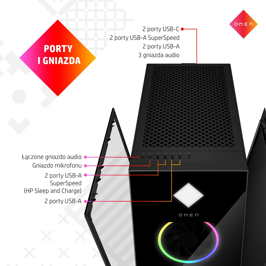 HP OMEN 45L GT22 Gaming PC Intel Core i9-14900K 24-rdzenie 32GB DDR5 RGB 2TB SSD NVMe NVIDIA GeForce RTX 4090 24GB Windows 11