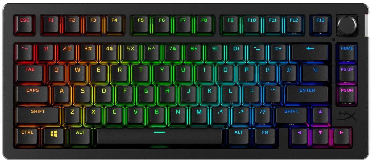 Klawiatura bezprzewodowa HyperX Alloy Rise 75 Wireless RGB anty-ghosting 3w1 Bluetooth/USB/2.4GHz 91Y91AA, układ QWERTY US/PL