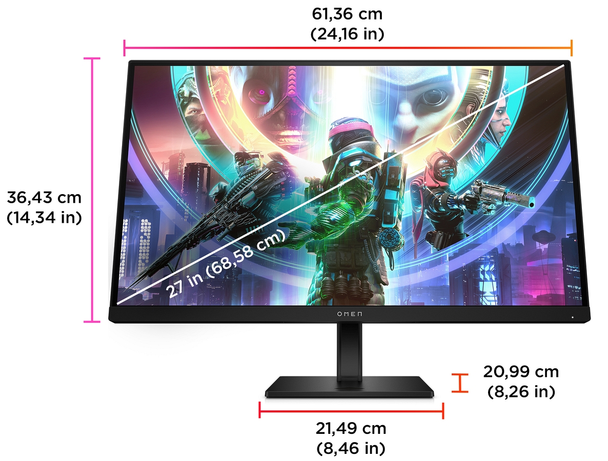 Monitor HP Omen 27qs QHD IPS 240Hz 27 cali 2560x1440 HDMI DisplayPort pivot wbudowane głośniki 780J4AS