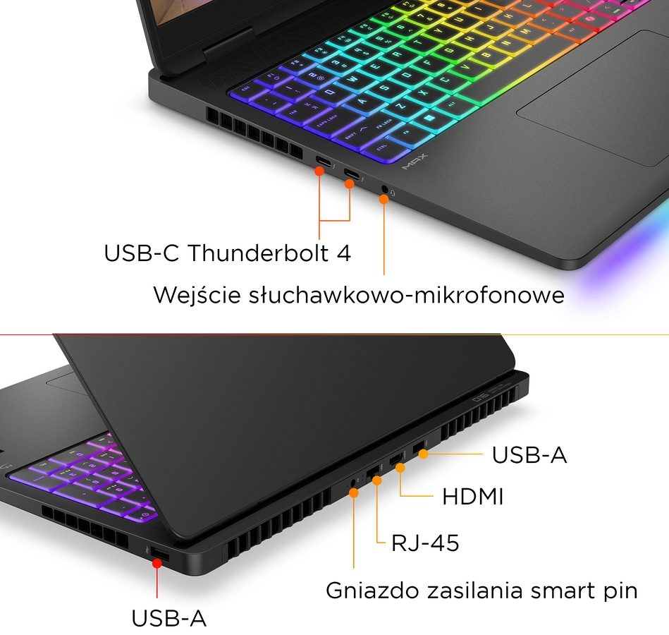 HP OMEN MAX Gaming 16 WQXGA IPS 240Hz Intel Core Ultra 7 255HX 20-rdzeni 32GB DDR5 1TB SSD NVIDIA RTX 5070 Ti 12GB Windows 11