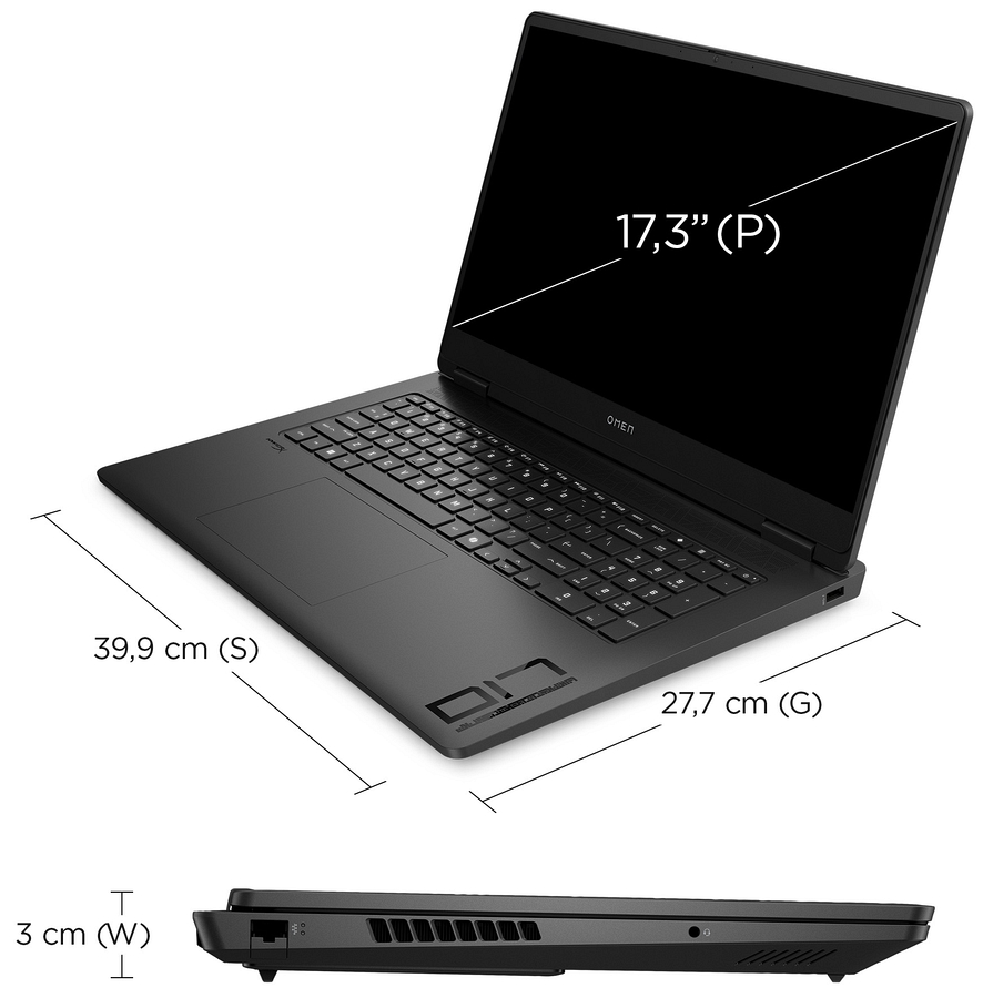 HP OMEN 17 FullHD IPS 144Hz AMD Ryzen 7 8845HS 8-rdzeni 16GB DDR5 512GB SSD NVMe NVIDIA GeForce RTX 4070 8GB