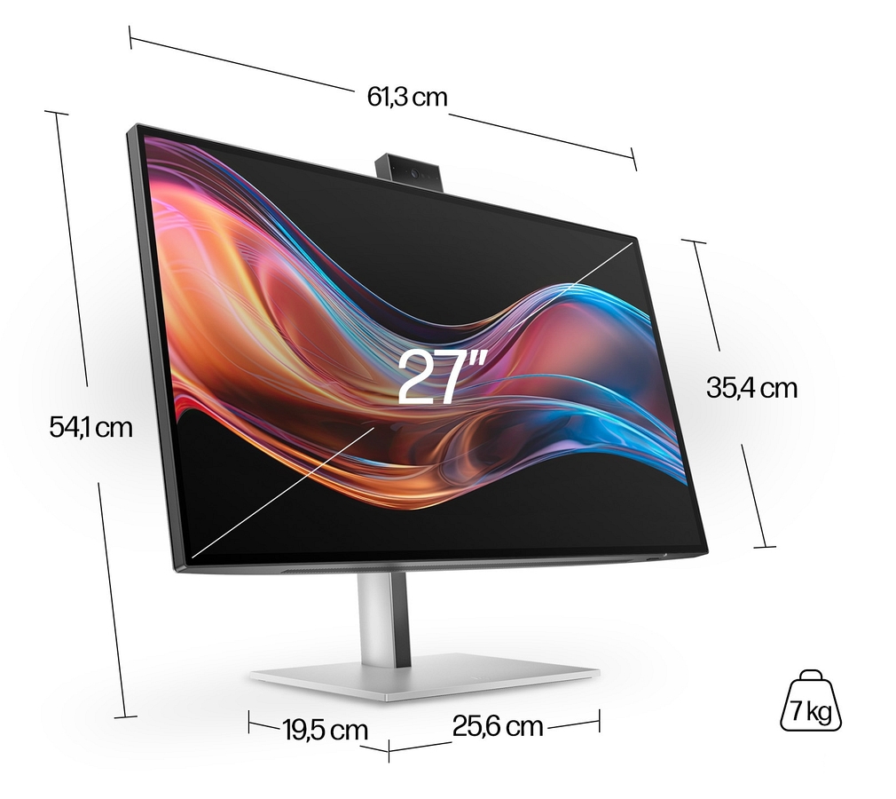 Monitor HP Series 7 Pro 727pm 4K UHD 27 cali IPS Black 3840x2160 HDMI DisplayPort Thunderbolt USB-C VESA pivot kamerka 8K135AA