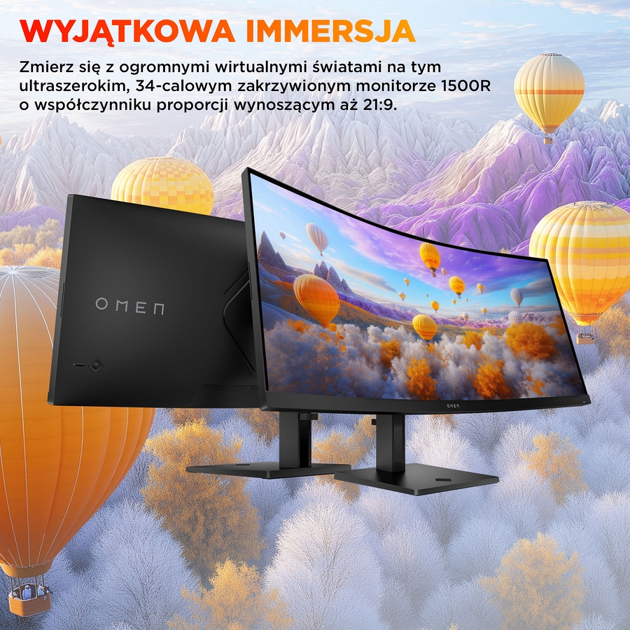 Monitor HP Omen 34c G2 Curved Gaming WQHD VA 180Hz HDR 400 34 cale 3440x1440 HDMI DisplayPort VESA AMD FreeSync