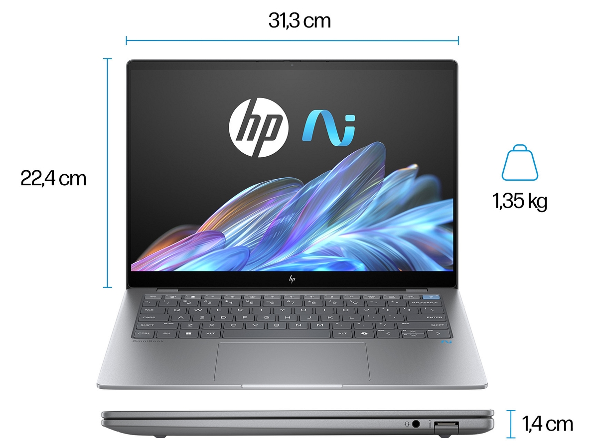 Dotykowy HP OmniBook X 14 2.2K IPS Snapdragon X Elite X1E-78-100 12-rdzeni 16GB LPDDR5x 512GB SSD NVMe Windows 11