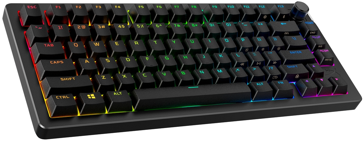 Klawiatura bezprzewodowa HyperX Alloy Rise 75 Wireless RGB anty-ghosting 3w1 Bluetooth/USB/2.4GHz 91Y91AA, układ QWERTY US/PL