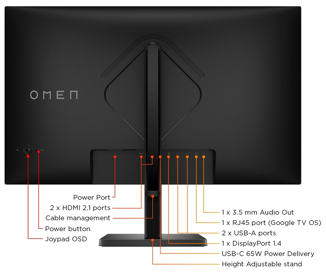 Monitor inteligentny HP OMEN 32x 4K Gaming UltraHD IPS 144Hz HDR 31.5 cali 3840x2160 Google TV HDMI DisplayPort USB-C 99Z68AS
