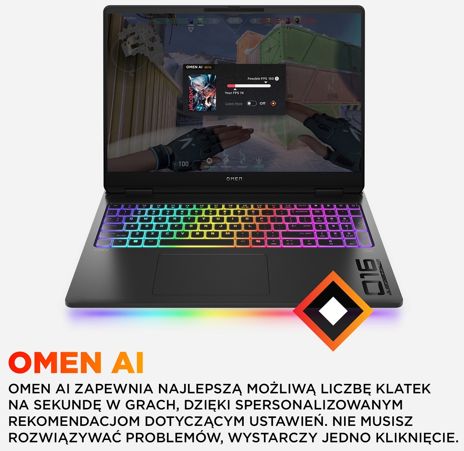 HP OMEN MAX Gaming 16 WQXGA IPS 240Hz Intel Core Ultra 7 255HX 20-rdzeni 32GB DDR5 1TB SSD NVIDIA RTX 5070 Ti 12GB Windows 11