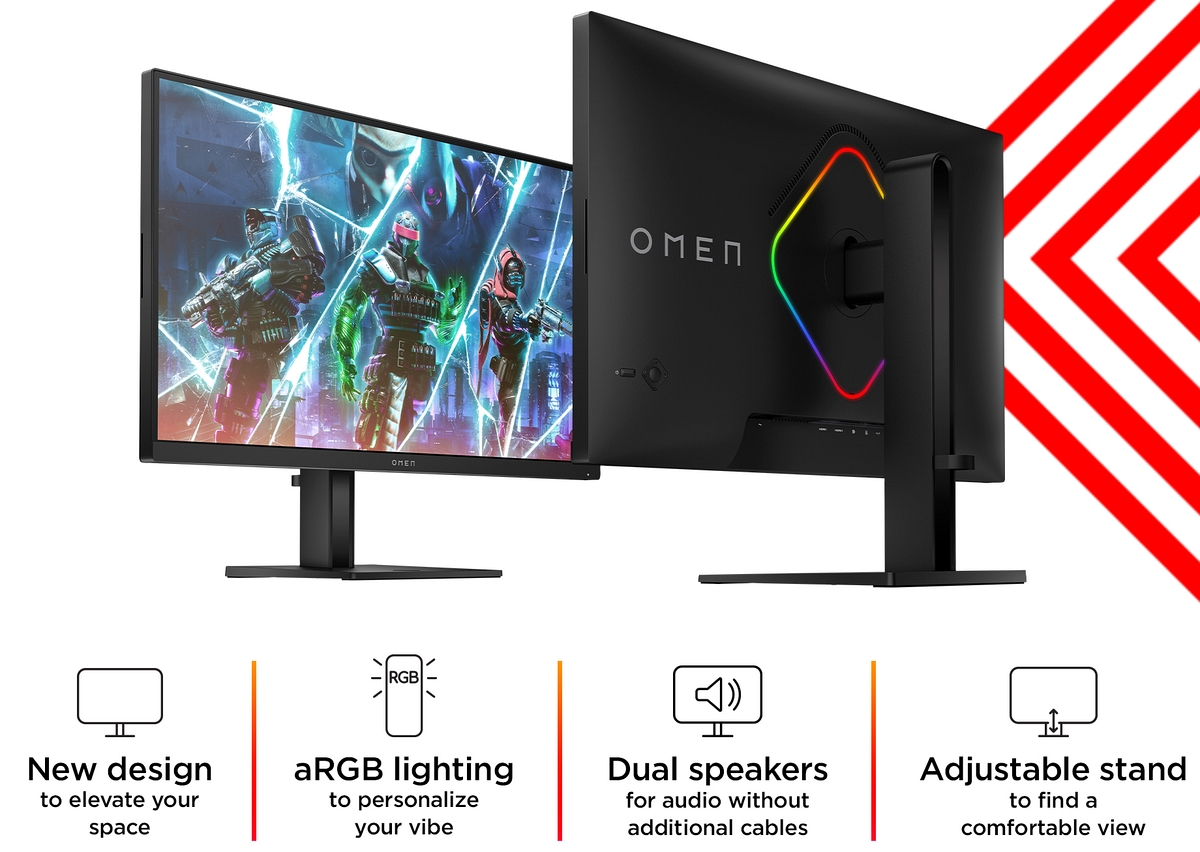 Monitor HP Omen 27qs QHD IPS 240Hz 27 cali 2560x1440 HDMI DisplayPort pivot wbudowane głośniki 780J4AS
