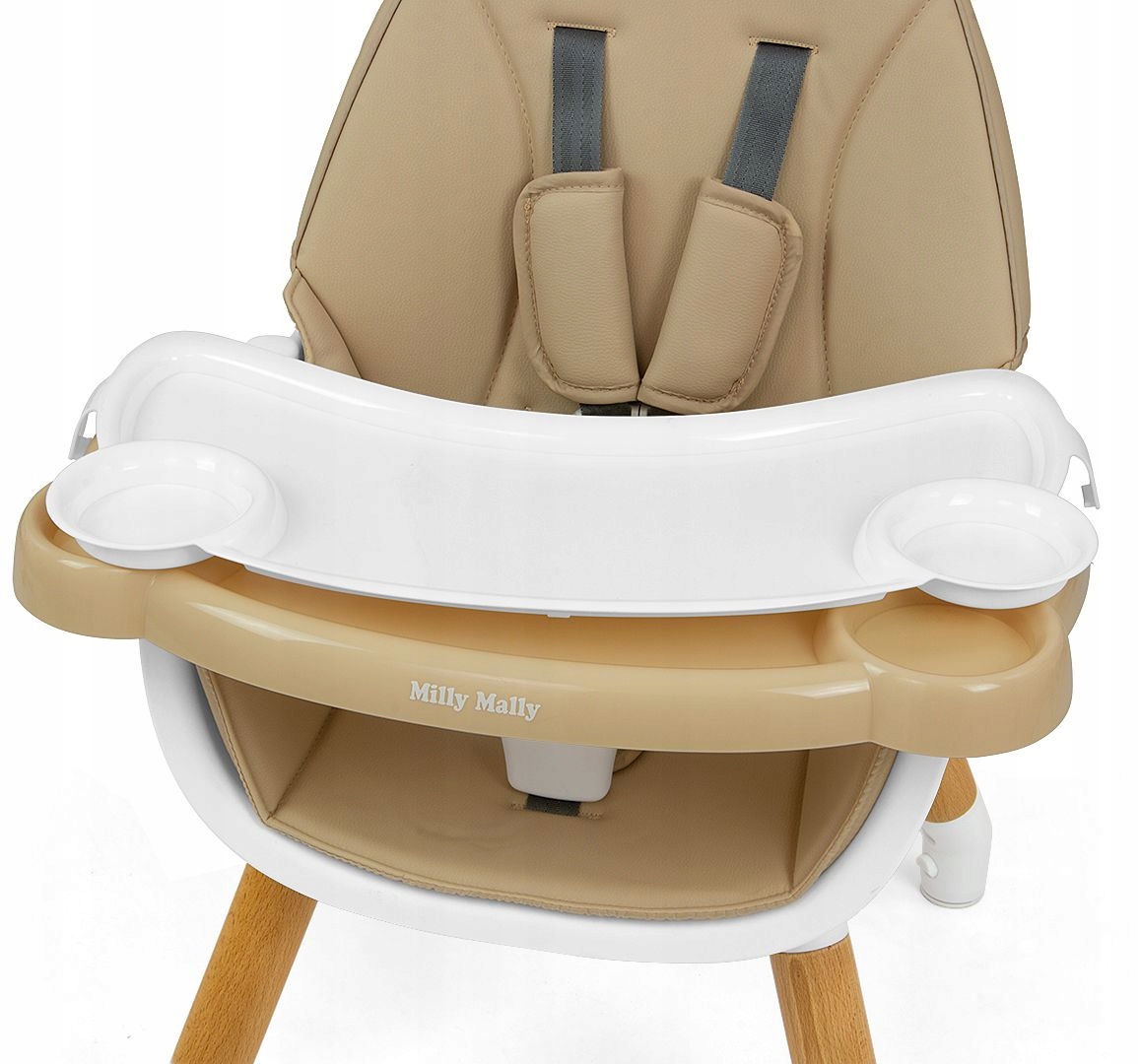 Krzesełko do karmienia 2w1 drewniane taca stolik Malmo Milly Mally