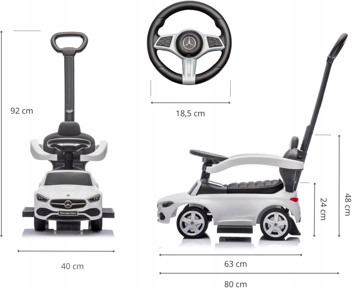 Jeździk Milly Mally Pojazd MERCEDES C-CLASS DELUXE SIEDZISKO EKOSKÓRA
