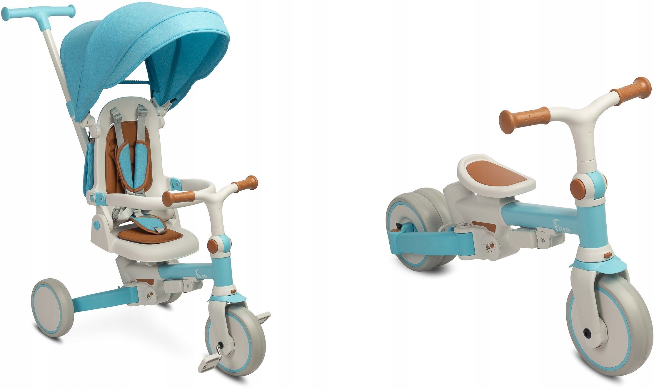 ROWEREK TRÓJKOŁOWY BIEGOWY 2W1 PROWADNIK BUDKA ROŚNIE TOYZ FARO KOMPAKTOWY