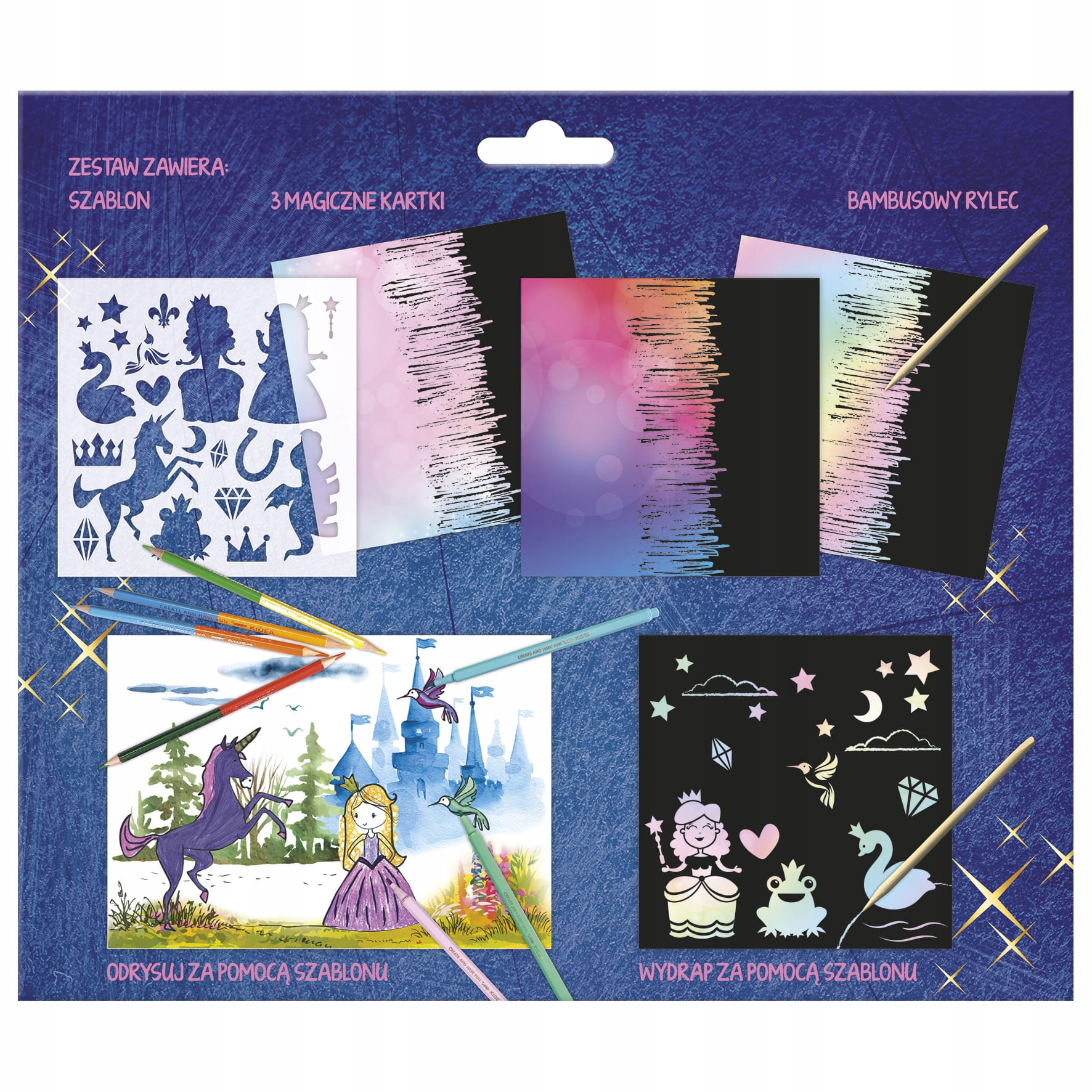 KREATYWNE WYDRAPYWANKI Z SZABLONAMI KSIĘŻNICZKI ZDRAPYWANKI DO GRAWEROWANIA
