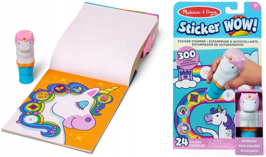 Sticker WOW Stempelki naklejkami jednorożec zestaw 300szt naklejek książka