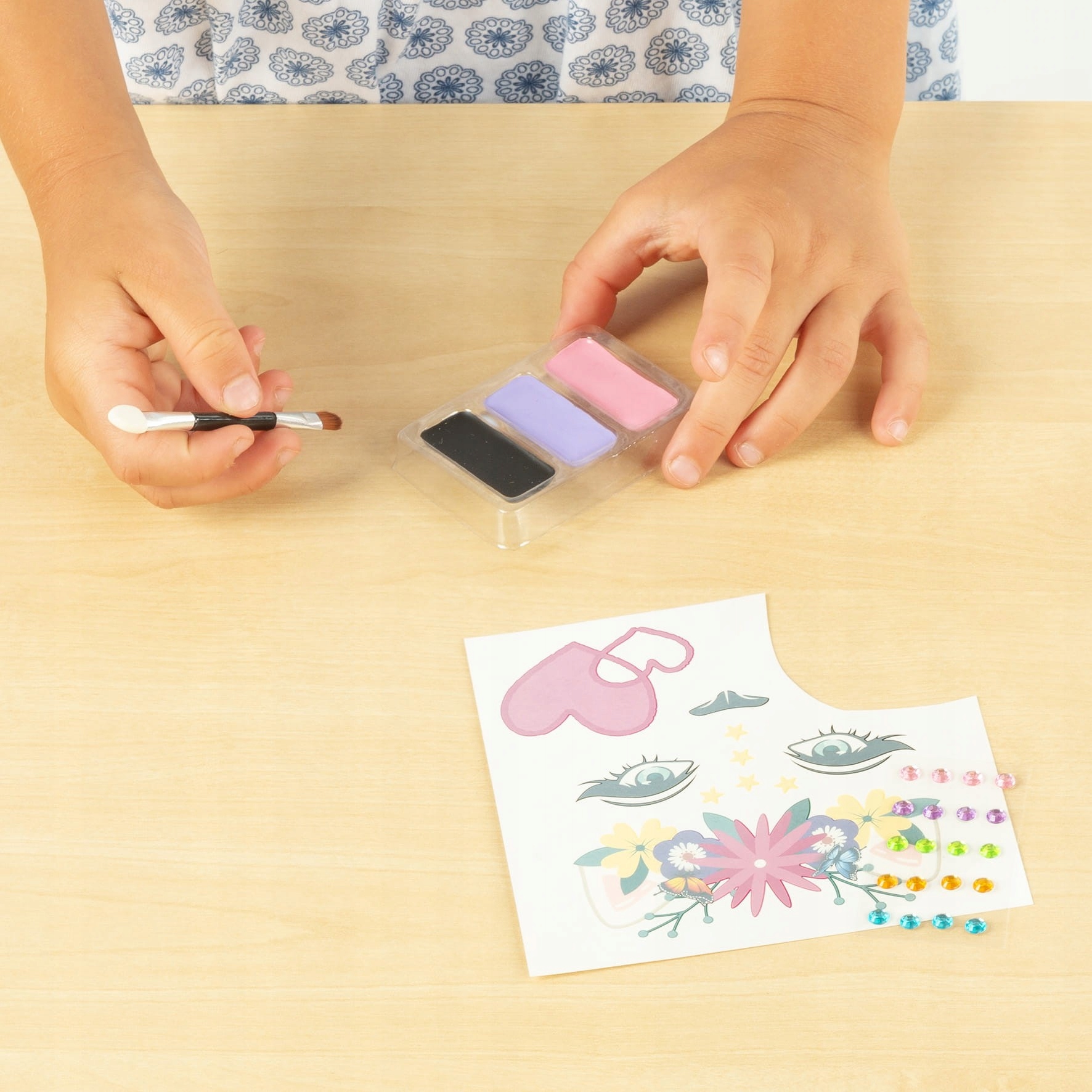 KIDEA ZESTAW FARBKI DO MALOWANIA TWARZY Z DIAMENTAMI I KALKOMANIĄ KOTEK