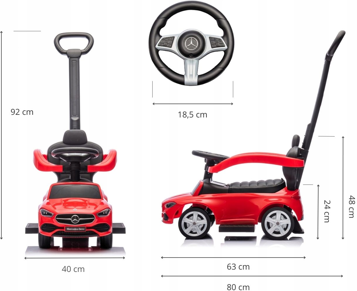 Jeździk Milly Mally Pojazd MERCEDES C-CLASS DELUXE SIEDZISKO EKOSKÓRA