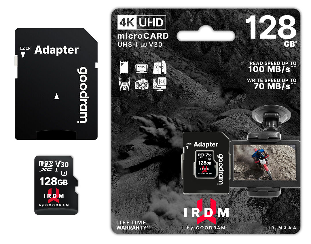 IRDM Karta pamięci 4K 128GB microSD + ADAPTER DO SD