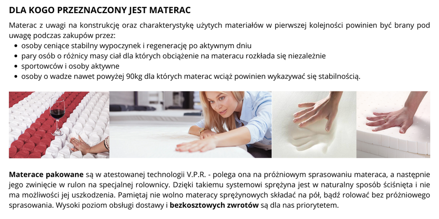 MATERAC COMFORT VISCO 90x190 SPRĘŻYNY KIESZENIOWE MULTIPOCKET 22 cm