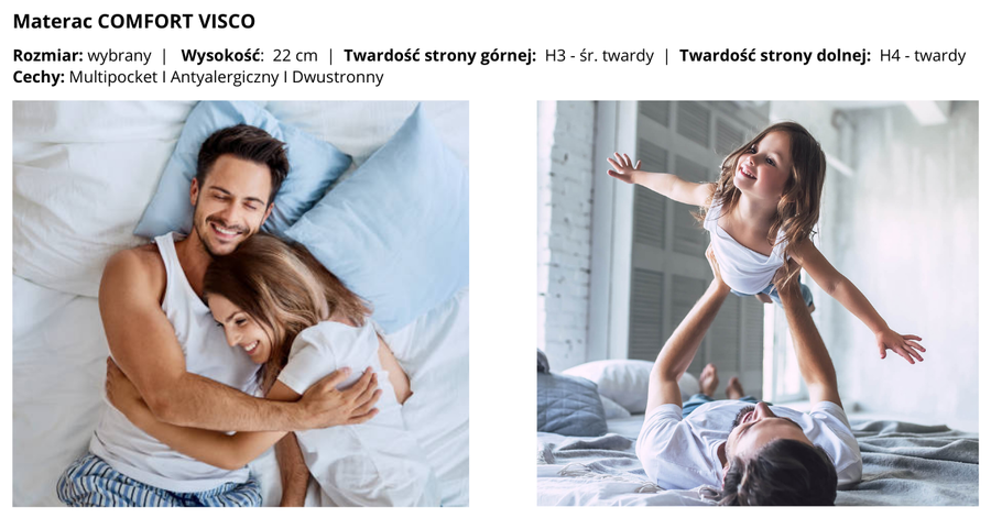 MATERAC COMFORT VISCO 90x190 SPRĘŻYNY KIESZENIOWE MULTIPOCKET 22 cm