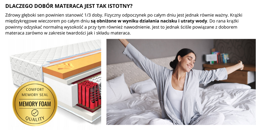 MATERAC COMFORT VISCO 90x190 SPRĘŻYNY KIESZENIOWE MULTIPOCKET 22 cm