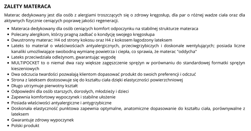 MATERAC CMMED 80x200 KOKOS, VISCO-Memory Multipocket 23cm