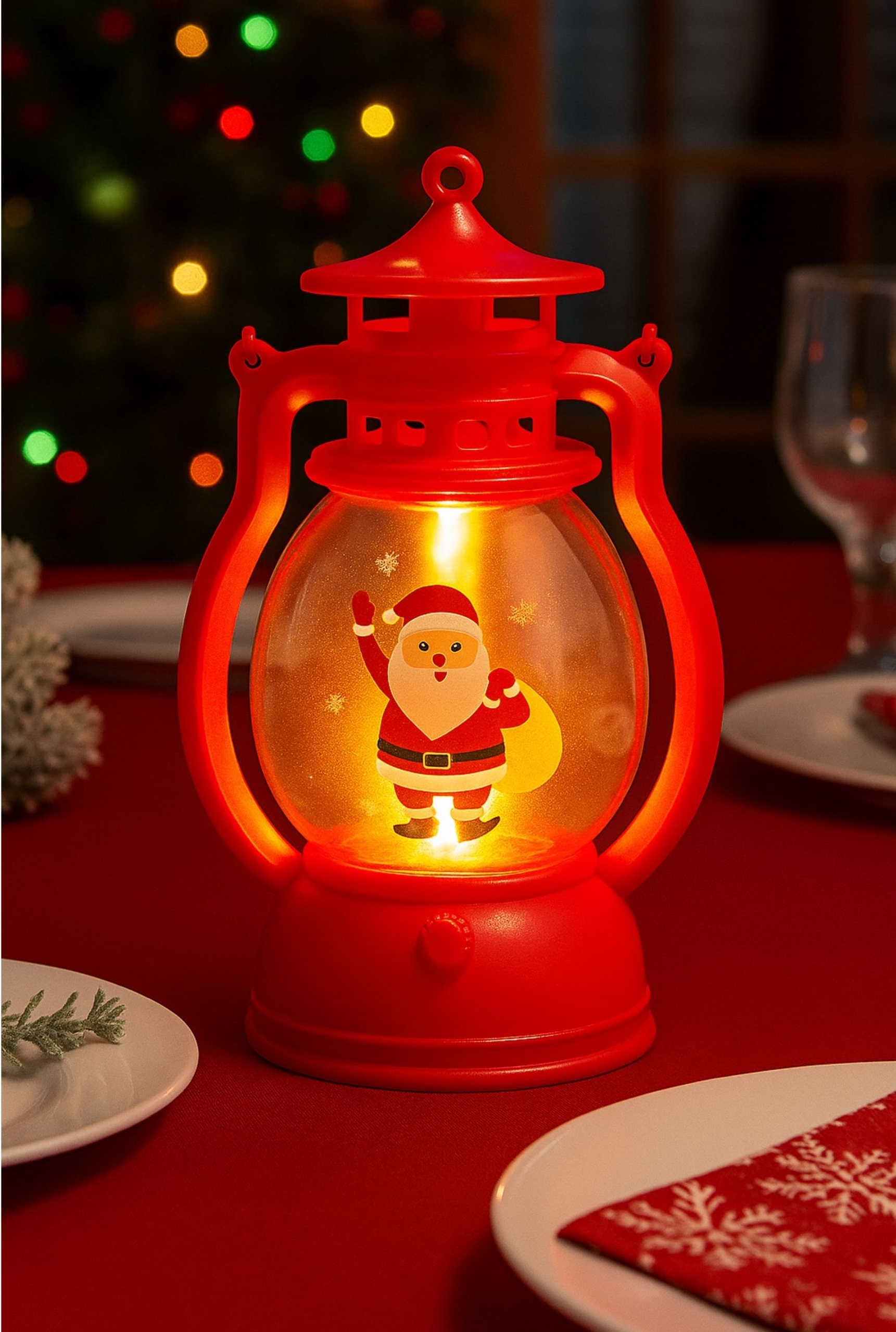 LAMPION LED 12,6 CM DEKORACJA ŚWIĄTECZNA MIKOŁAJ