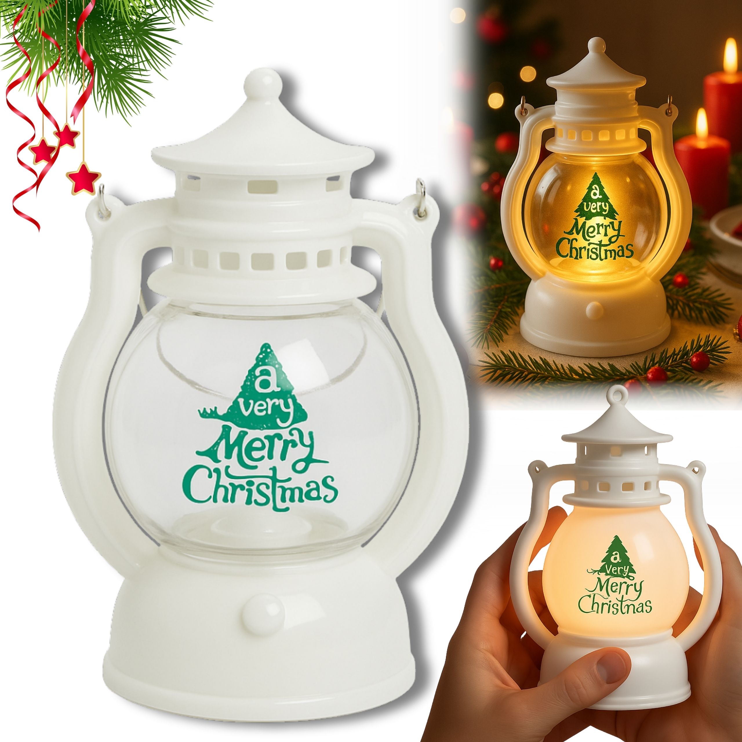 LAMPION LED 12,6 CM MERRY CHRISTMAS OZDOBA