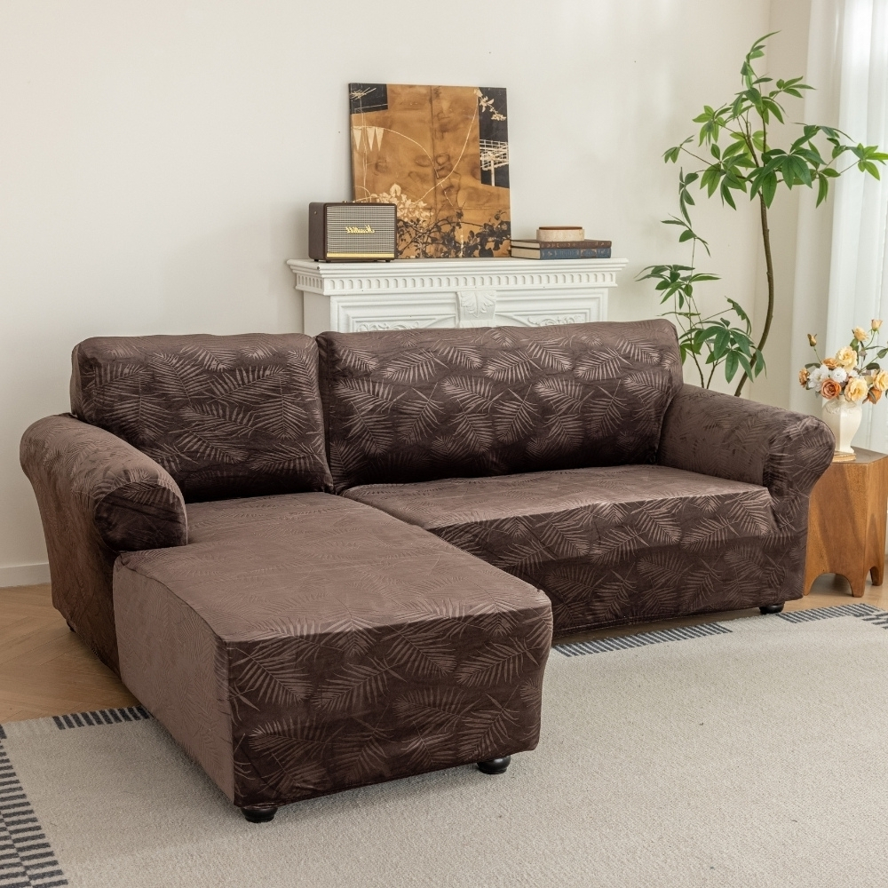 POKROWIEC NA NAROŻNIK KANAPĘ SOFĘ WELUR OEKO TEX PALMOWE LIŚCIE LEWY 3+2 OS