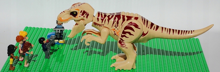 KLOCKI DINOZAUR T-REX DŹWIĘKI RUCHOMA FIGURKA