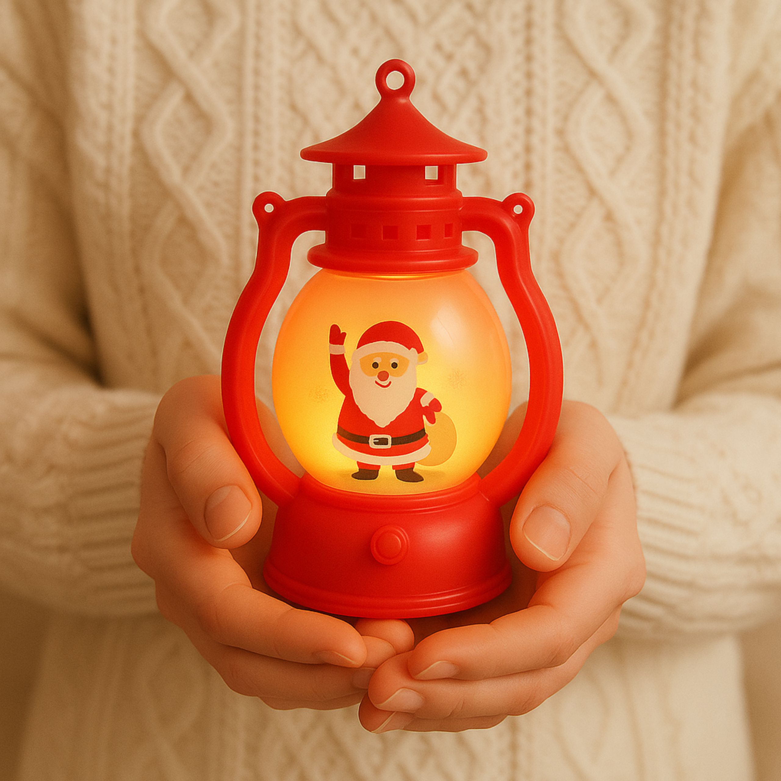 LAMPION LED 12,6 CM DEKORACJA ŚWIĄTECZNA MIKOŁAJ