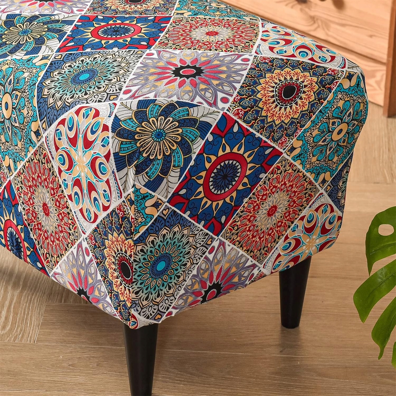 POKROWIEC NA PODNÓŻEK PUF ELASTYCZNY WZÓR RETRO