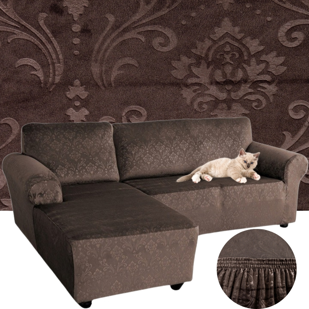 POKROWIEC NA NAROŻNIK KANAPĘ SOFĘ WELUR OEKO TEX ORNAMENT PREMIUM LEWY 3+2