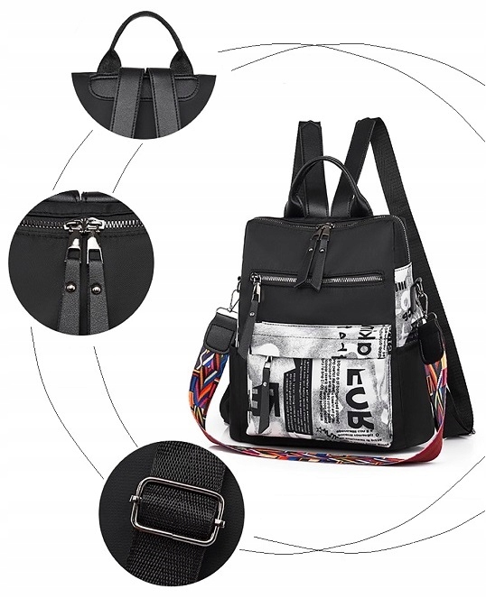 PLECAK DAMSKI MIEJSKI TOREBKA PLECACZEK CZARNY 2W1