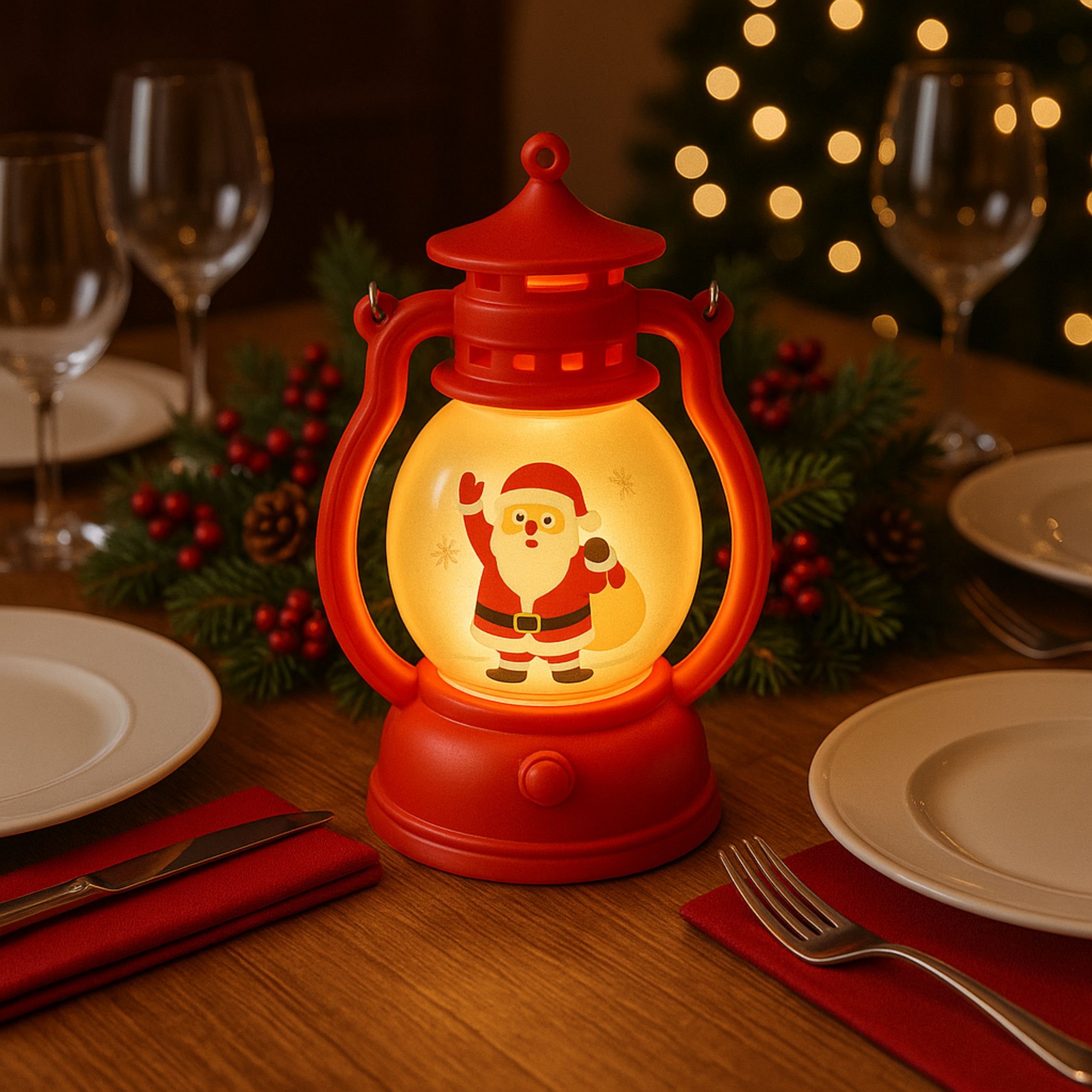 LAMPION LED 12,6 CM DEKORACJA ŚWIĄTECZNA MIKOŁAJ