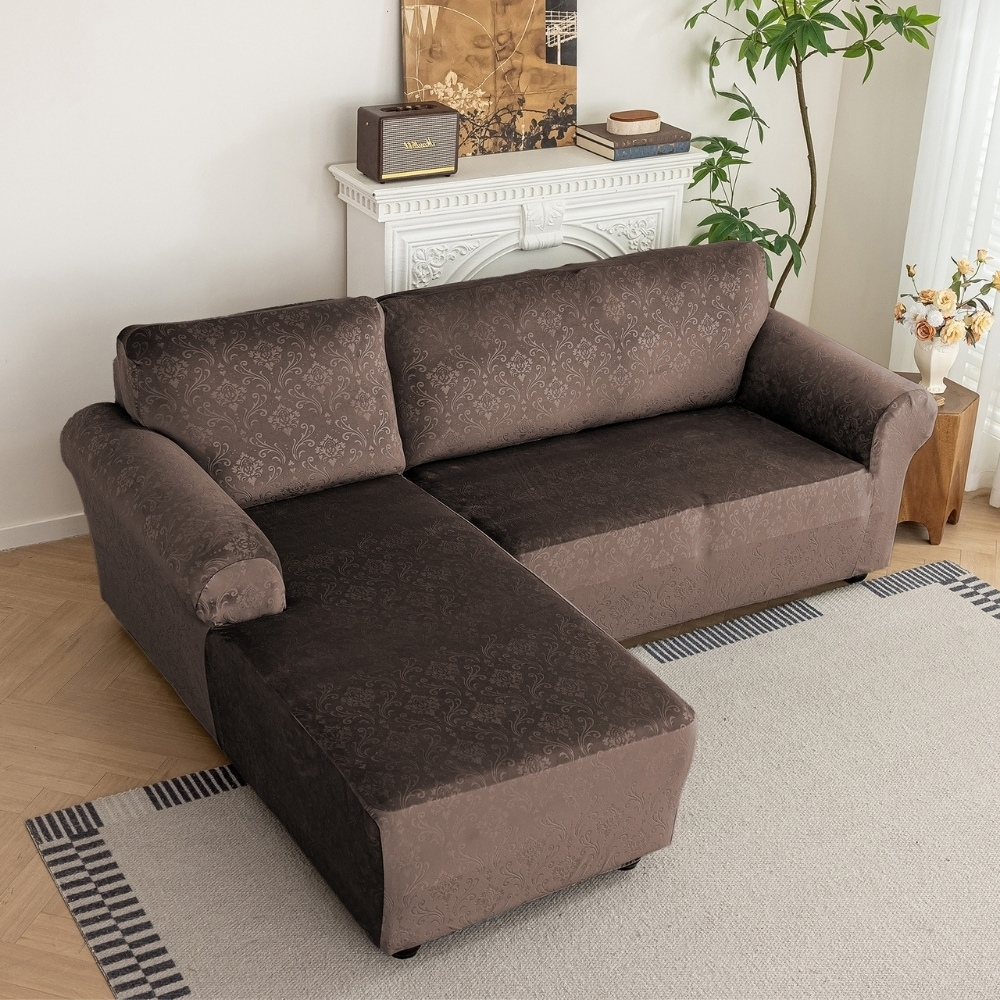 POKROWIEC NA NAROŻNIK KANAPĘ SOFĘ WELUR OEKO TEX ORNAMENT PREMIUM LEWY 3+2