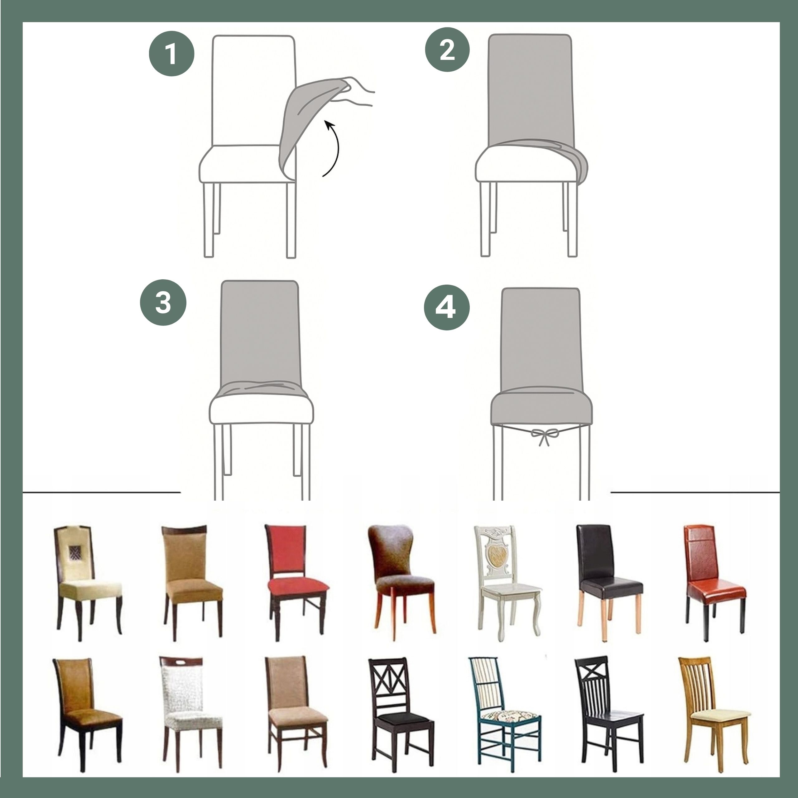 ZESTAW 4X POKROWIEC NA KRZESŁO JODEŁKA ELASTYCZNY