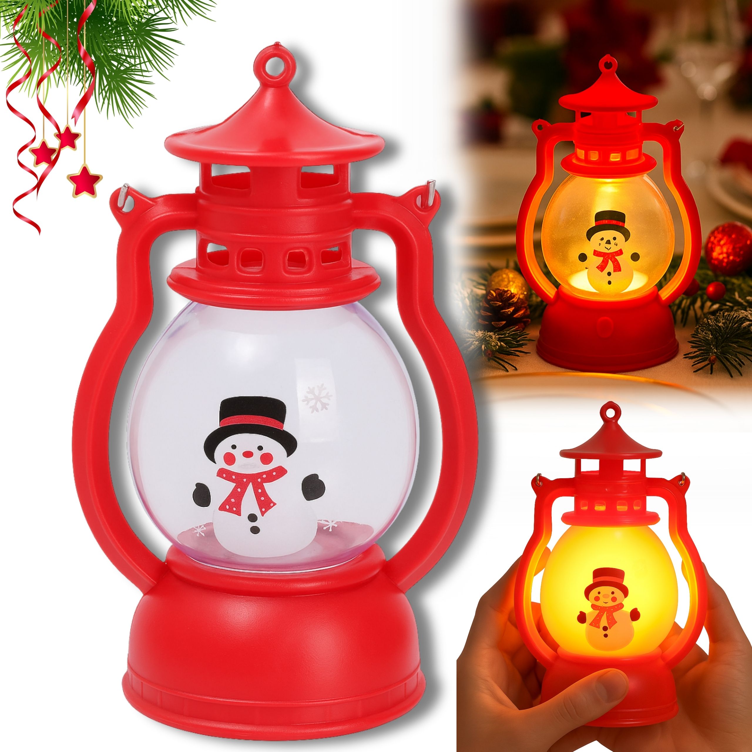 LAMPION 12,6 CM LED BAŁWANEK ŚWIECZNIK OZDOBA