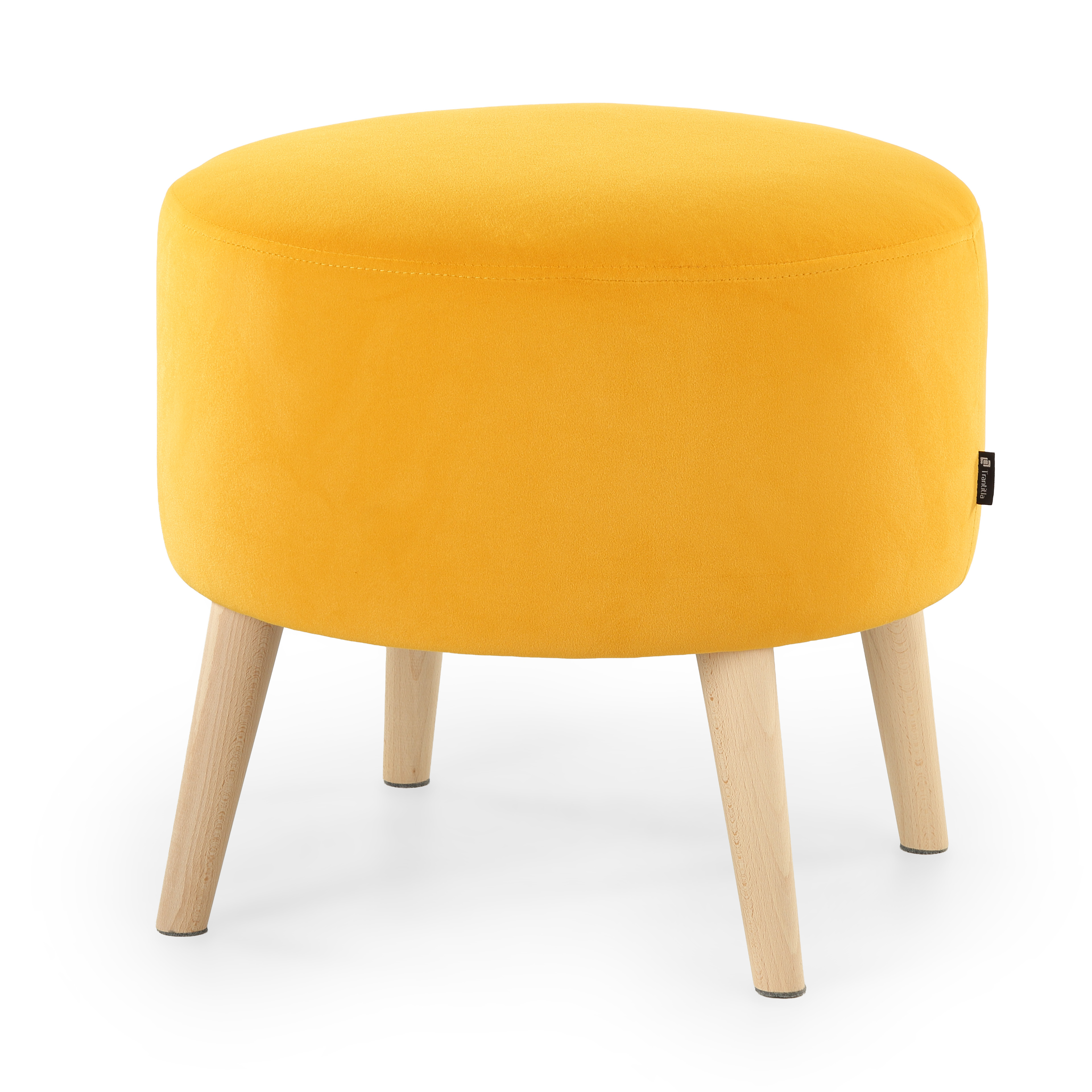 Pufa Tapicerowana, Żółta, Puf, Pufa okrągła, Podnóżek