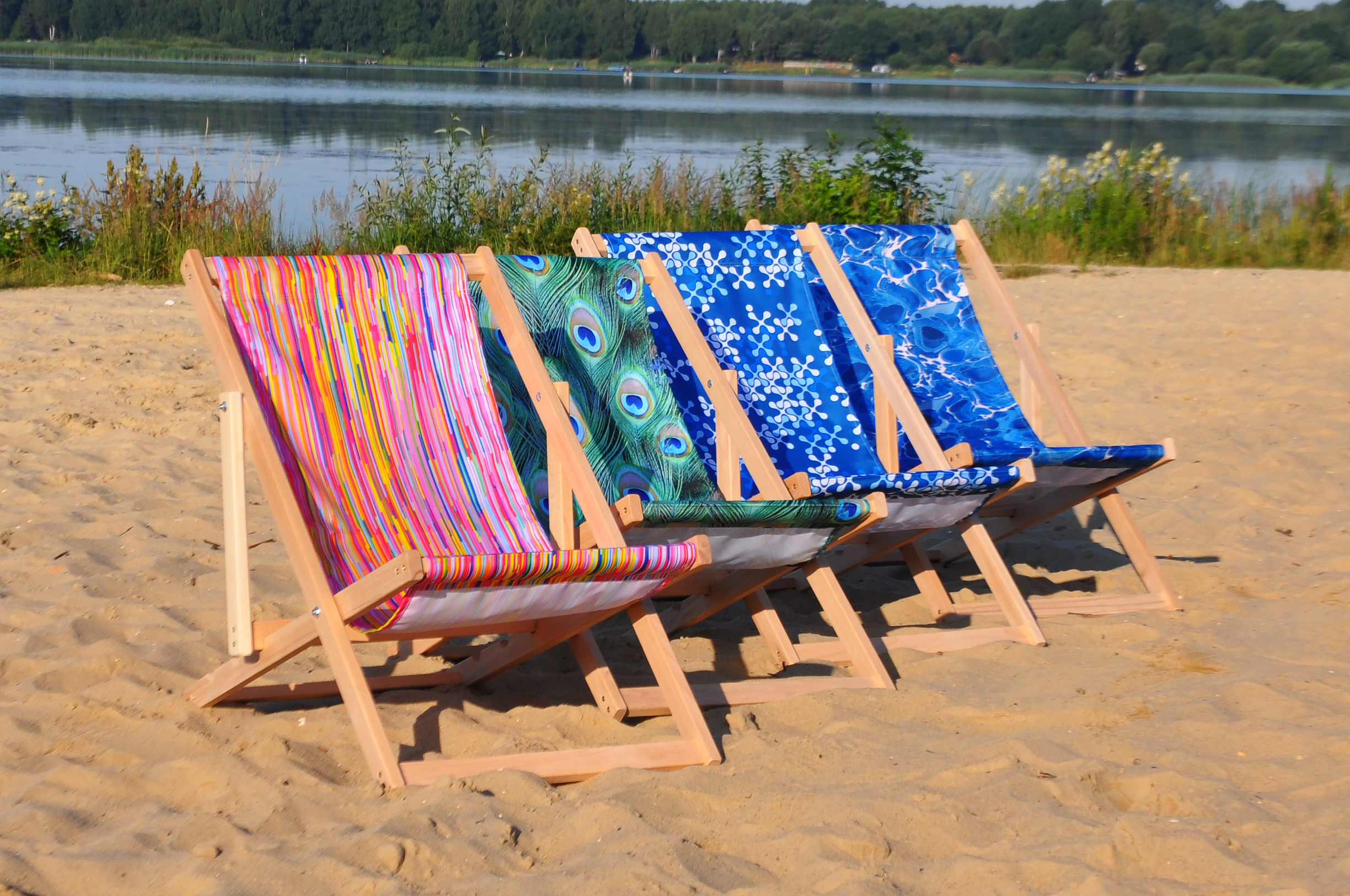 Leżak Plażowy Beż, Leżak Drewniany ,Leżak Ogrodowy