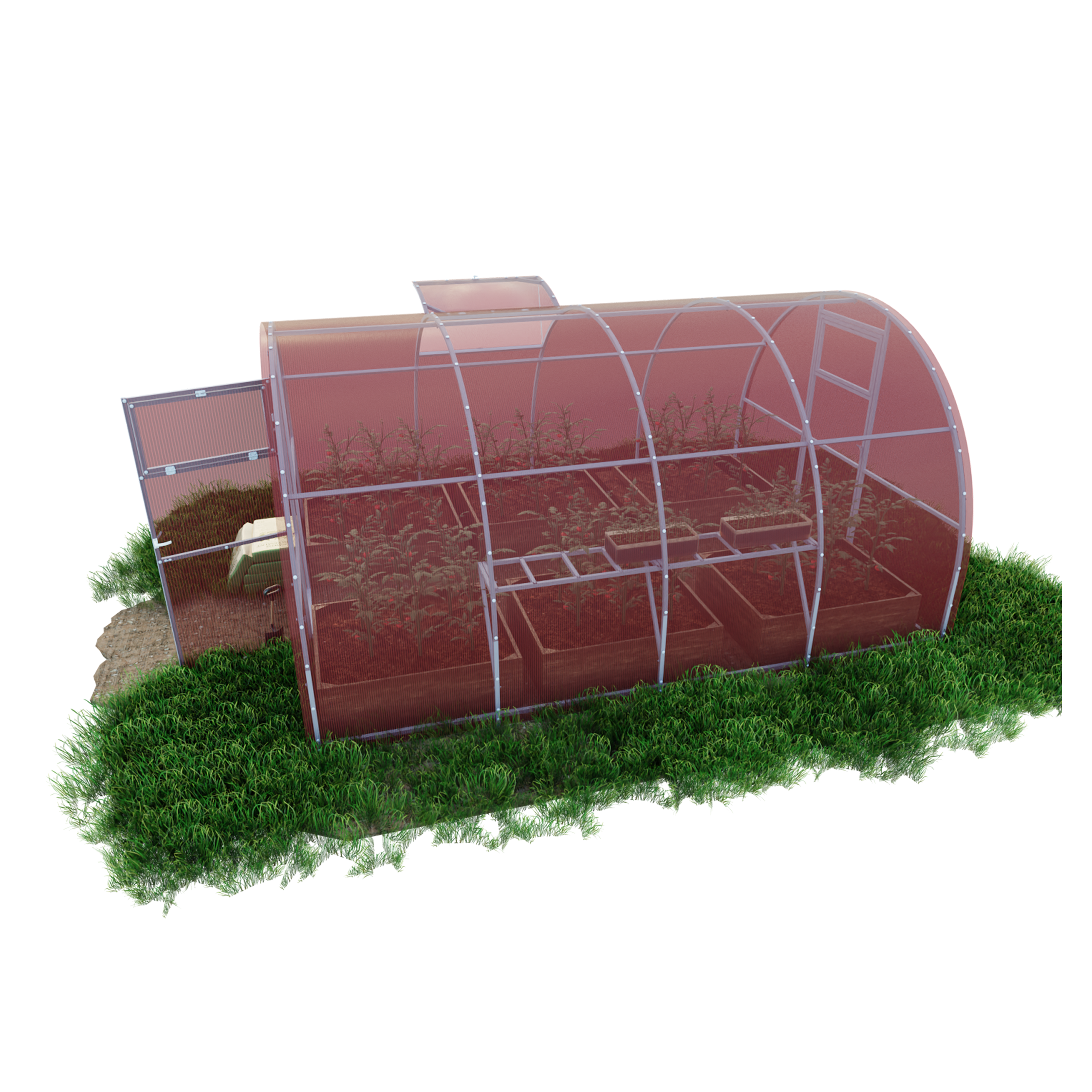 Szklarnia z poliwęglanu Tunel ogrodowy 3x2 m profile 20x20 poliwęglan różowy 4mm