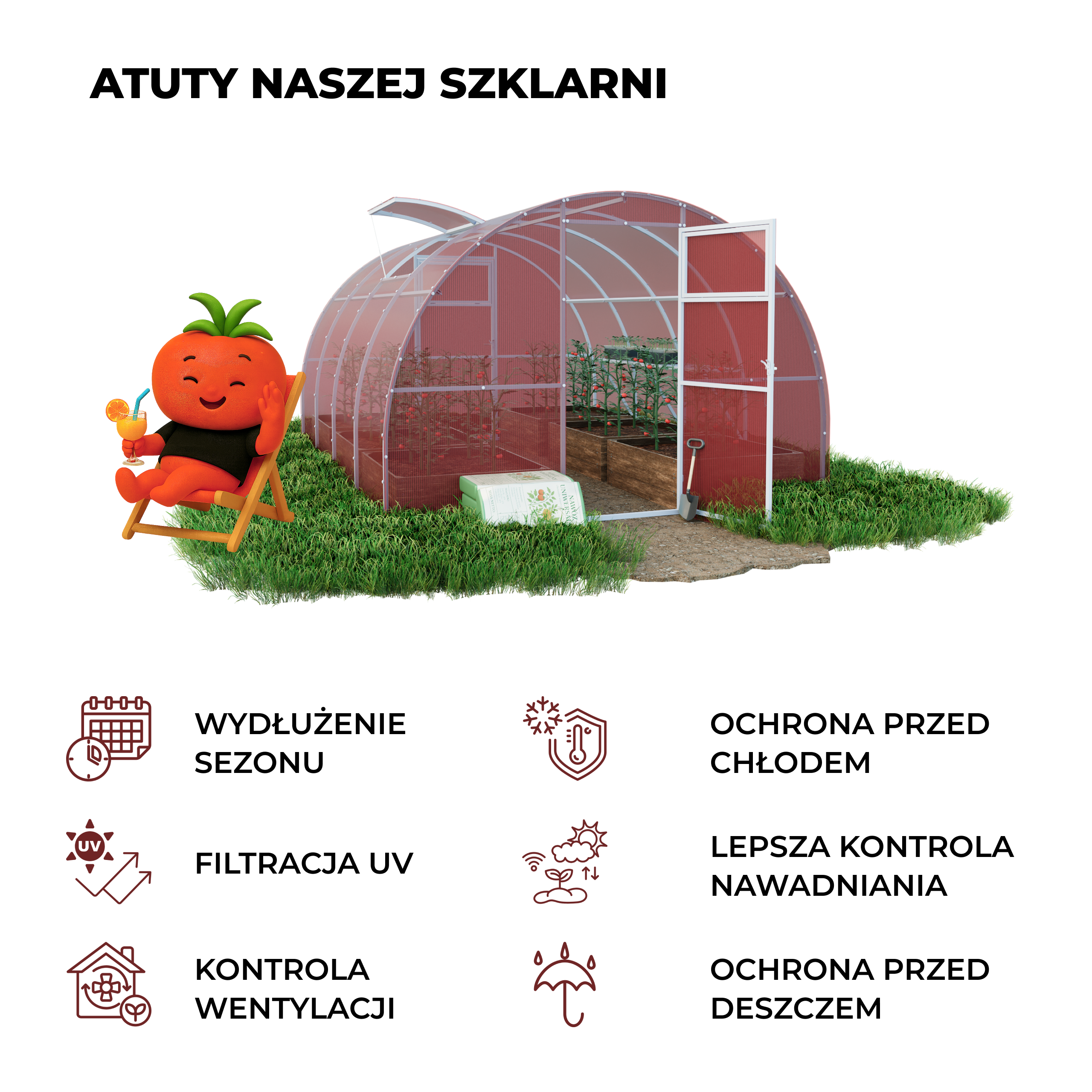 Szklarnia z poliwęglanu Tunel ogrodowy 3x2 m profile 20x20 poliwęglan różowy 4mm