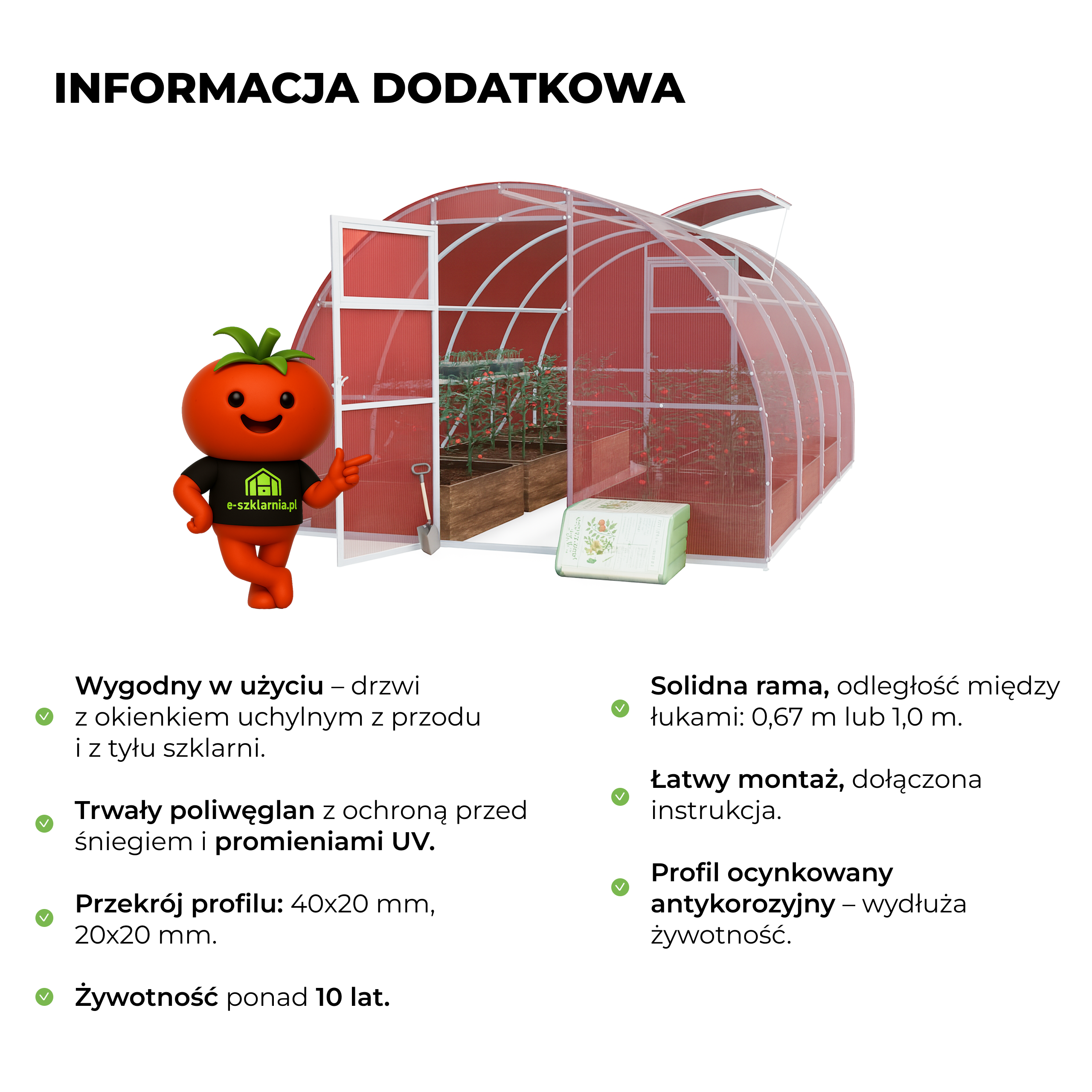 Szklarnia z poliwęglanu Tunel ogrodowy 3x2 m profile 20x20 poliwęglan różowy 4mm