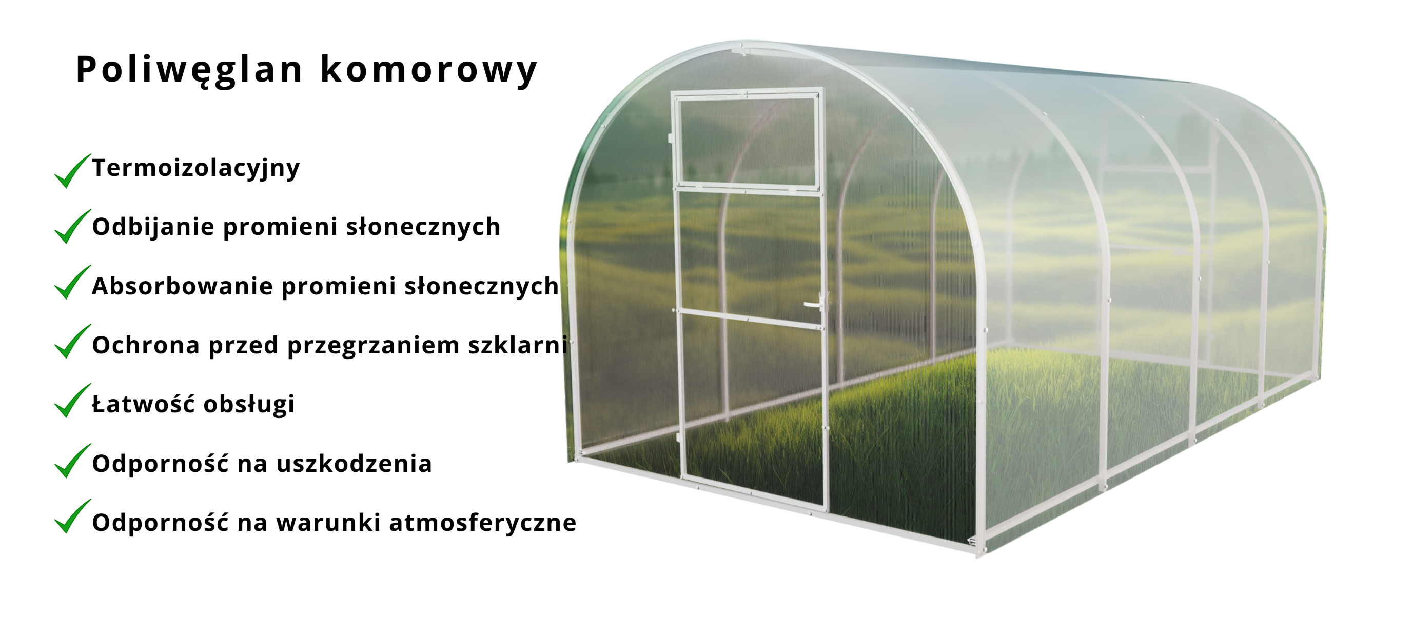 Szklarnia z poliwęglanu Tunel ogrodowy 2,4x10 m profile 20x20 poliwęglan 6mm.
