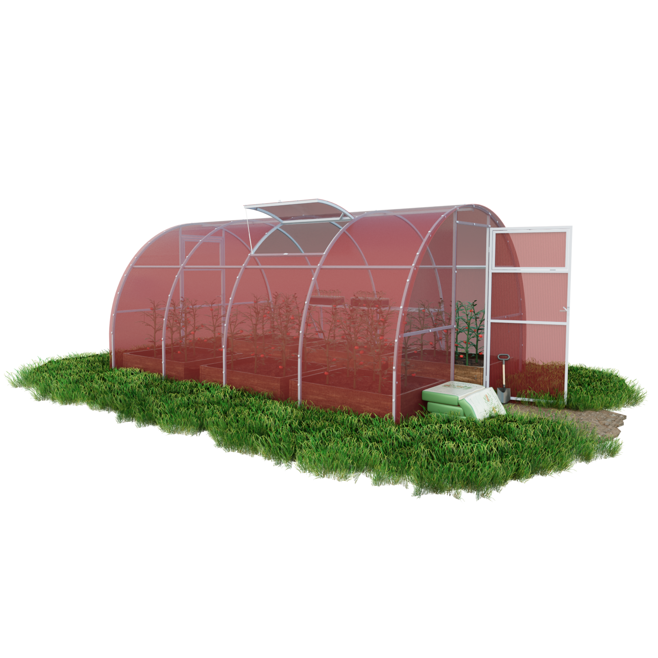 Szklarnia z poliwęglanu Tunel ogrodowy 3x2 m profile 20x20 poliwęglan różowy 4mm