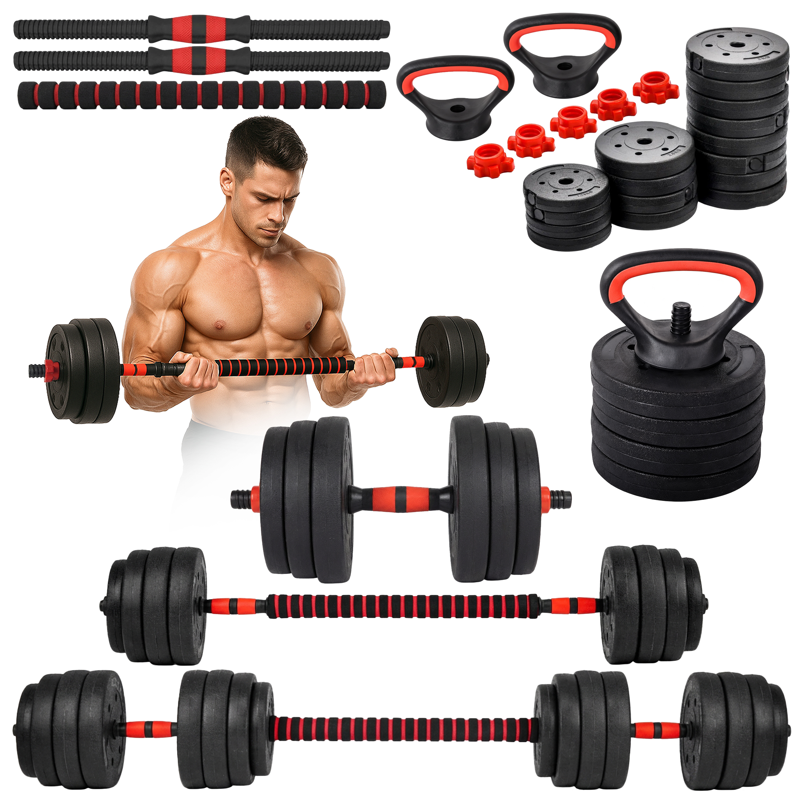 HANTLE ZESTAW 40KG + KETTLEBELL TP01-40