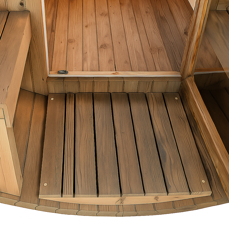SAUNA OGRODOWA FIŃSKA BECZKA Z PIECEM TROMSO-HG-2 4-6 OSOBOWA 210x210 CM TROMSO-HG TROMSO-HG-2