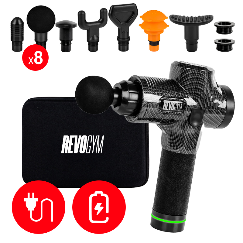 PISTOLET DO MASAŻU MOCNY MASAŻER DO PLECÓW CIAŁA REVOGYM 20W + 8 KOŃCÓWEK TP02