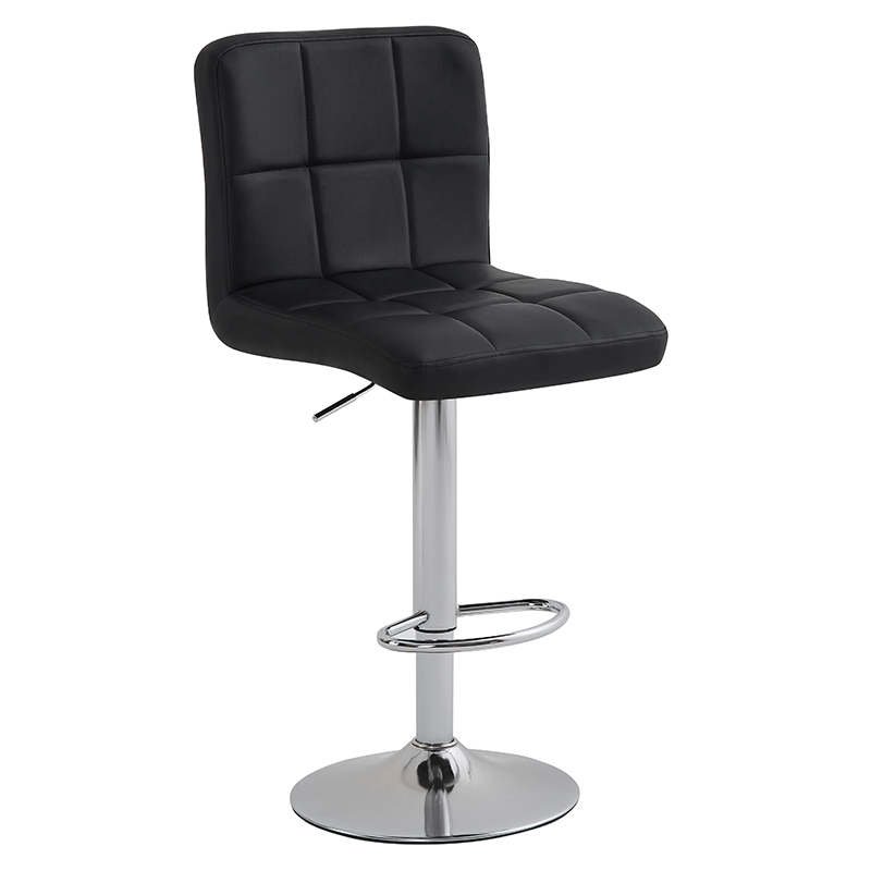 HOKER KRZESŁO BAROWE RAFA CZARNA SKÓRA PU PODSTAWA CHROM RAFA01-BL-CH-NEW