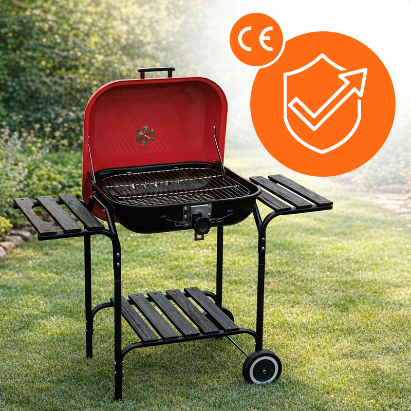 GRILL OGRODOWY WĘGLOWY Z POKRYWĄ VL02 CZERWONO/CZARNY VL02-RED-BLACK