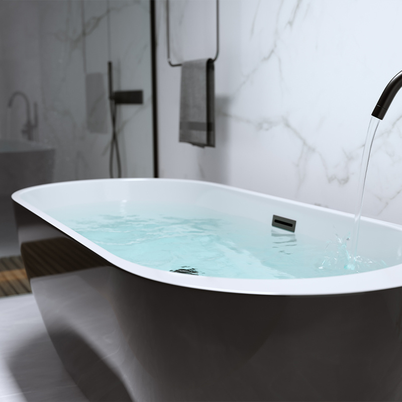 WANNA WOLNOSTOJĄCA PORTO 503A CZARNA PRZELEW CZARNY 150x75 CM PORTO-503A-BL-P-BL